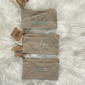 NWT Mud Pie Set of 3 Tan Pouches
